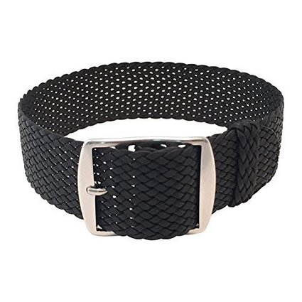 Wrist And Style Perlon Watch Strap - Black  22mm