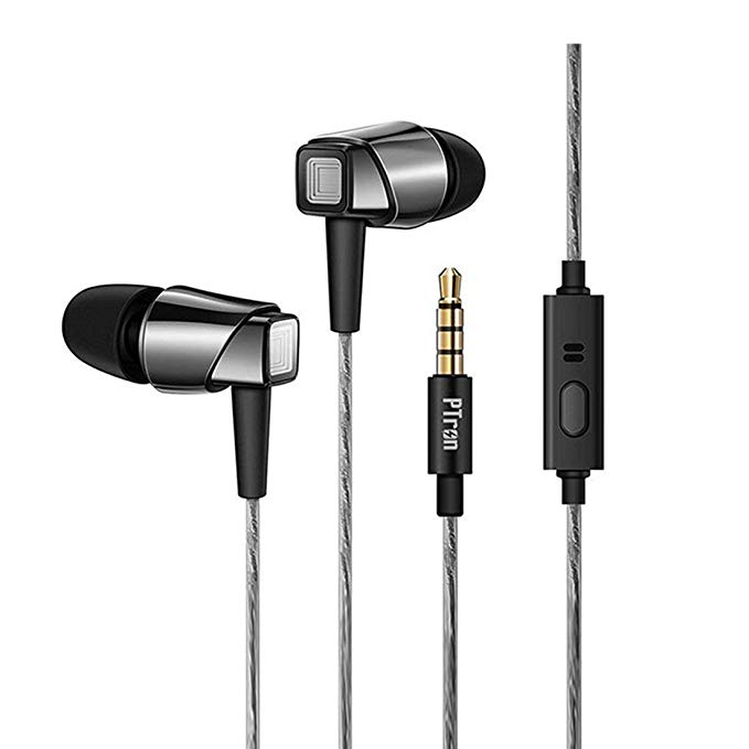 PTron Pride Headphone Nosie Cancellation Earphone Metal Wired Headset with Mic for All Smartphones (Black & Nickel)