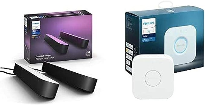 Philips Hue Play Starter Kit - Hue Play Double (Black Finish)   Hue Bridge