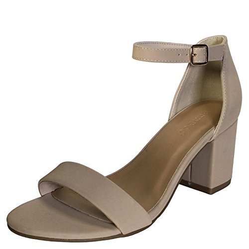 Bamboo Women's Block Heel Sandal With Ankle Strap