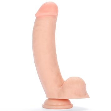 Comfywand 8" Realistic Waterproof Soft Dildo Cock with Balls and Suction Cup, Adult Sex Toy