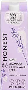 The Honest Company 2-in-1 Cleansing Shampoo   Body Wash Refill Carton | Gentle for Baby | Naturally Derived, Tear-free, Hypoallergenic | Lavender Calm, 32 fl oz