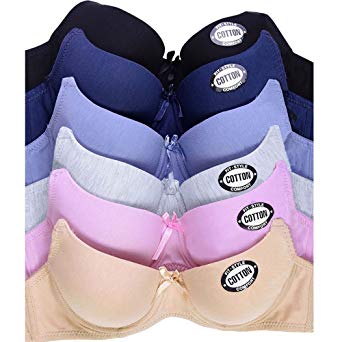 Women's Basic Plain Bras (Packs of 6) - Various Styles