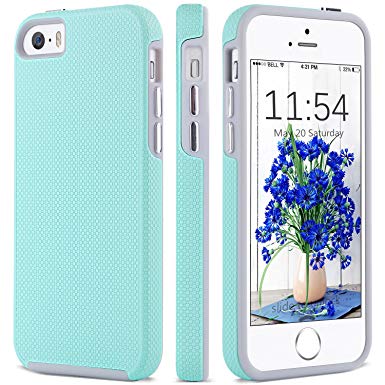 iPhone 5S Case, iPhone 5 Case, iPhone SE Case, BENTOBEN Slim Shockproof Dual Layer Rugged Anti-slip Scratch-Resistant Hard Cover Hybrid Soft TUP Bumper Drop Protection Protective Phone Cases for Apple iPhone 5S / 5 / SE - Mint Green