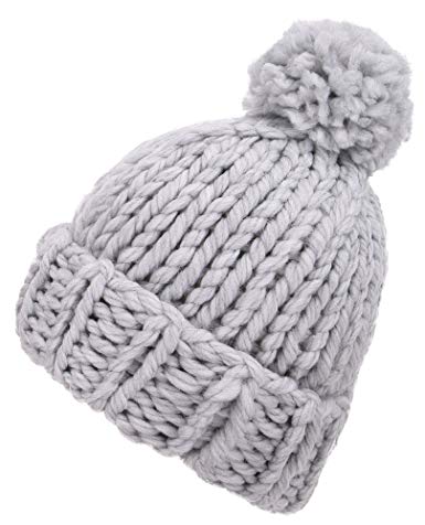 Arctic Paw Womens Super Soft Warm Chunky Cable Faux Fur Pompom Knit Beanie Hat