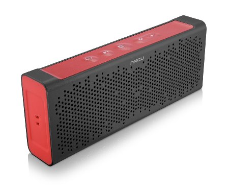 iNACU® NFC enabled easy Pairing Wireless Waterproof IPX5 Portable Bluetooth Speaker 5Wx2 18 cores HiFi Aluminum Durable Uni-Body 1800mAh 8-12 Hrs Hands free call with echo cancellation (RED)