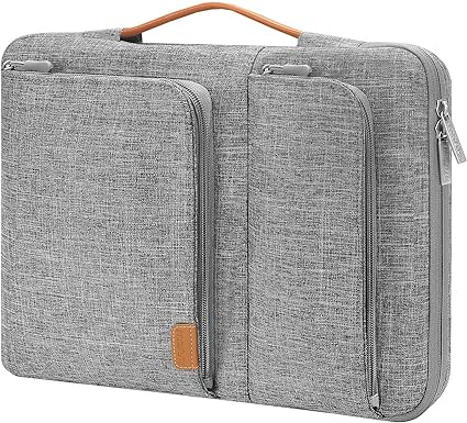 MOSISO 360 Protective Laptop Sleeve Compatible with MacBook Air/Pro, 13-13.3 inch Notebook, Compatible with MacBook Pro 14 inch 2023-2021 M2 M1, Side Open Bag with 2 Accessory Pockets&Handle&Belt,Gray