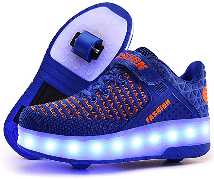 Ufatansy CPS LED Fashion Sneakers Kids Girls Boys Light Up Wheels Skate Shoes Comfortable Mesh Surface Roller Shoes Thanksgiving Christmas Day Best Gift