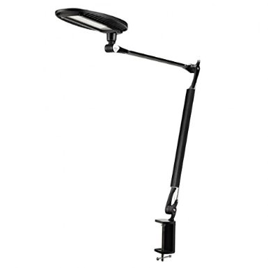 OxyLED T4S Professional Metal Architect Swing Arm LED Desk Lamp Giant Eye-care 12W Dimmable LED Table Lamp with Clamp Black