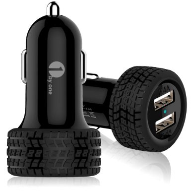 1byone 4.8A / 24W 2-Port USB Car Charger, Safety Protection for Apple and Android Devices, Black