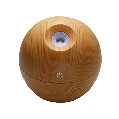 YSF 130ml Wood Grain Ultrasonic Cool Mist Humidifier for Office Home Bedroom Living Room Study Yoga Spa