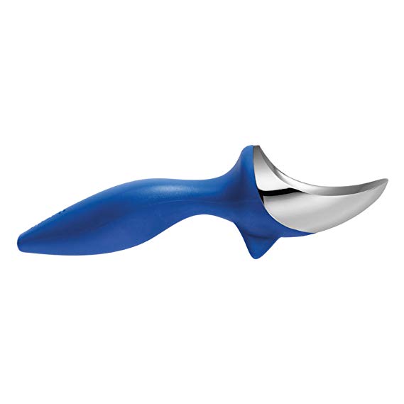 Tovolo Tilt Up Ice Cream Scoop, Ergonomically Balanced Hand, Chrome Plated, Dishwasher Safe, Stratus Blue