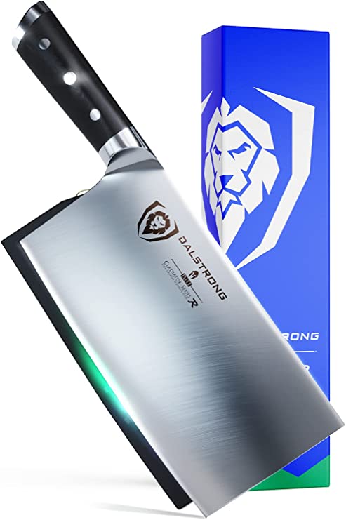 DALSTRONG Chinese Chef's Knife Cleaver - Caidao - 9 inch - Gladiator Series 'R' - 7CR17MOV High Carbon Steel - Razor Sharp - Black G10 Handle - Sheath Included - NSF Certified