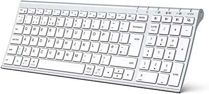 iClever BK10 Bluetooth Keyboard, Multi Device Keyboard Rechargeable Bluetooth 5.1 with Number Pad Ergonomic Design Full Size Stable Connection Keyboard for iPad, iPhone, Mac, iOS, Android, Windows