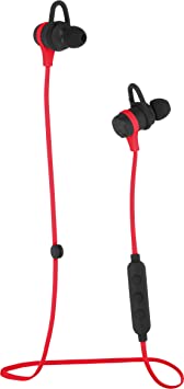 AmazonBasics Wireless Bluetooth Fitness Headphones Earbuds with Microphone, Red