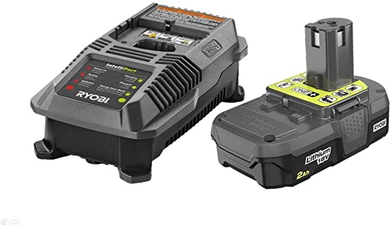 Ryobi P163 18V OnePlus Lithium 2.0Ah Compact Battery and Charger Upgrade Kit includes a P118 Charger and P190 Battery