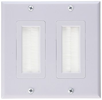 iMBAPrice® Dual Gang Wall Plate with Brush Bristles - White
