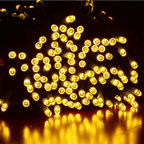 Dephen Solar Outdoor String Lights 72ft 200 LED 8 Mode Starry Fairy Christmas Lights Waterproof Lights for Garden, Lawn, Patio, Wedding,Party, Christmas Tree,Home Decoration(Warm White)