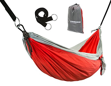 Portable Camping Hammock with Tree Straps - Heavy Duty Weatherproof Anti-Odor Material with Built in Carry Bag. Perfect for Backpacking, Beach and Travel. Single 8.5’ Length.