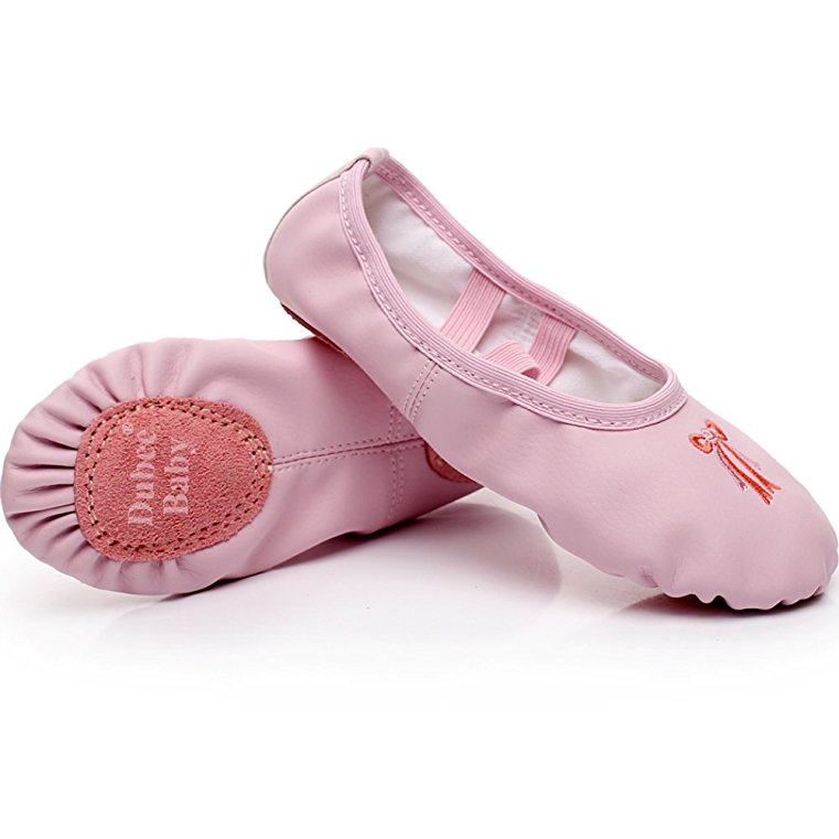 DubeeBaby Girls Leather Ballet Shoes Slippers,Split Sole Flats For Toddlers
