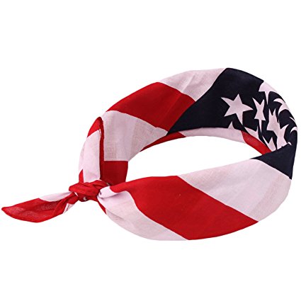 American Flag Bandana Headband - Patriotic USA Unisex Bandanas by bogo Brands