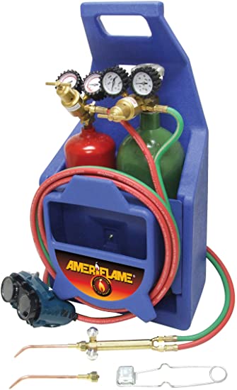 Ameriflame T100AT Medium Duty Portable Welding/Brazing Outfit with Plastic Carrying Stand Plus Oxygen & Acetylene Tanks