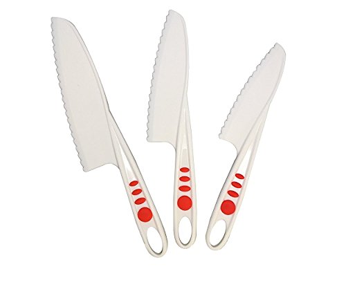 Curious Chef 3pc Nylon Knife Set - red