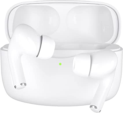 Wireless Earbuds, Air Pro Bluetooth 5.3 Headphones Noise Cancelling Hi-Fi Stereo, 30 Hours Playtime, IPX7 Waterproof in-Ear Earbuds with Microphone, Sports and Work Bluetooth Earbuds, White