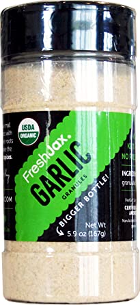 FreshJax Premium Organic Spices, Herbs, Seasonings, and Salts (Certified Organic Garlic Granules - Large Bottle)