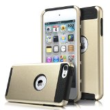 ULAK Colorful Series 2-Piece Style Hybrid Hard Case Cover for Apple iPod touch 5 6th Generation Champagne Gold  Black