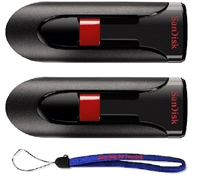 SanDisk Cruzer Glide 16GB (2 Pack) USB 2.0 Flash Drive Jump Drive Pen Drive SDCZ60-008G - w/ (1) Everything But Stromboli (tm) Lanyard