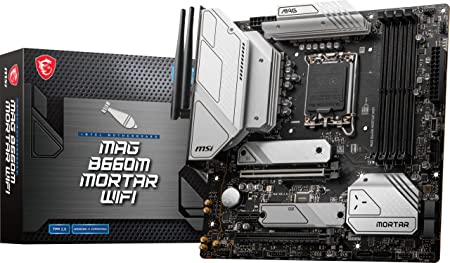 MSI MAG B660M Mortar WiFi Gaming Motherboard (mATX, 12th Gen Intel Core, LGA 1700 Socket, DDR5, PCIe 5, 2.5G LAN, M.2 Slots, Wi-Fi 6E)