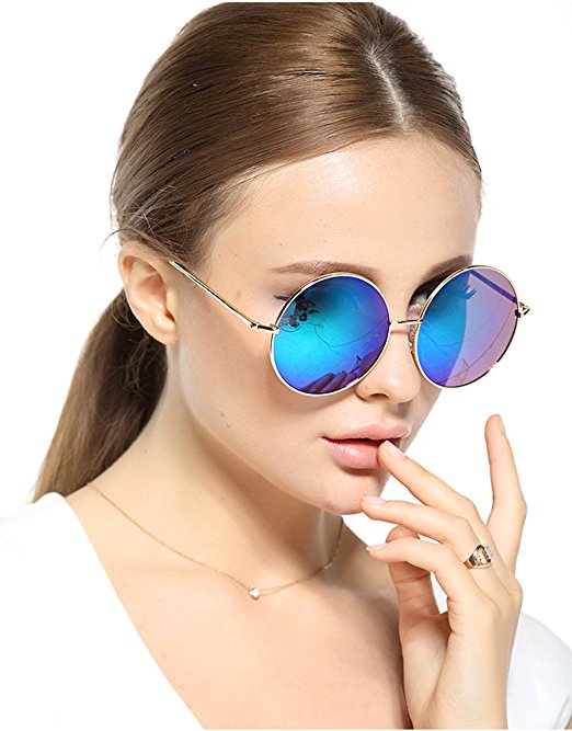Qilan Vintage Fashion Round Wayfarer Polarized Sunglasses For Driving Running Golf Outdoor Activities