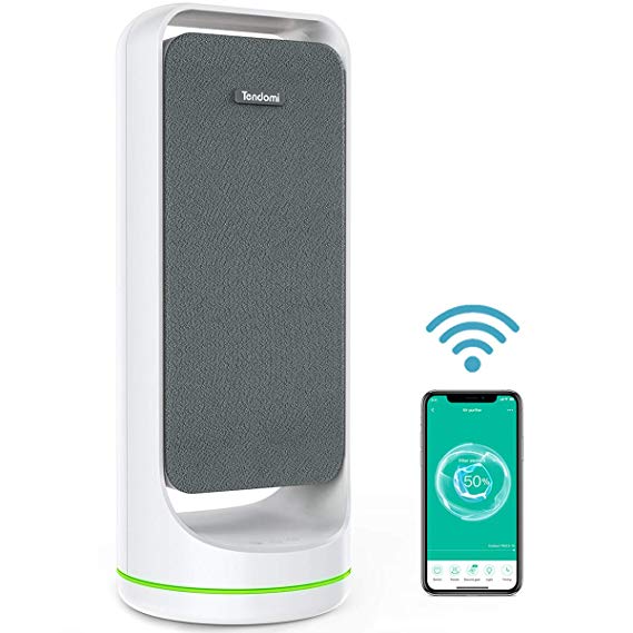 TENDOMI Smart WiFi Air Purifier for Home, Ultra-Quiet True HEPA Air Purifier for Allergies, 4 Speeds Dual-Fan Air Cleaner with Timer and Night Light for Pollen, Pet Dander, Dust, Works with Alexa