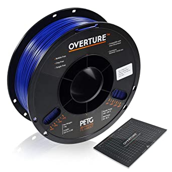 OVERTURE PETG Filament 1.75mm with 3D Build Surface 200 x 200 mm 3D Printer Consumables, 1kg Spool (2.2lbs), Dimensional Accuracy  /- 0.05 mm, Fit Most FDM Printer (Blue)