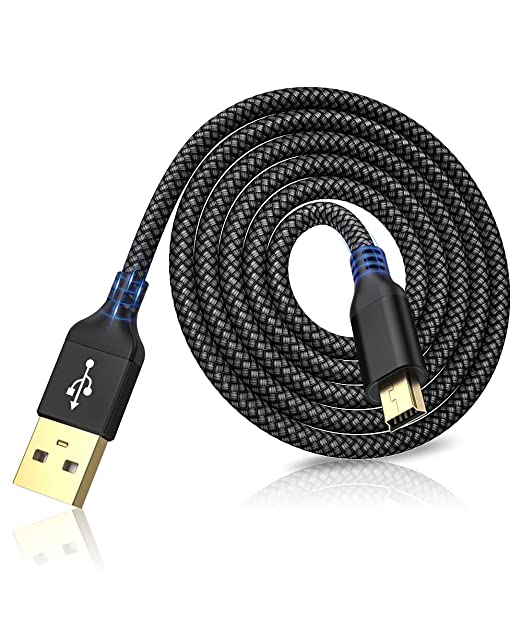 Mini USB Cable 2M, AkoaDa Braided USB 2.0 to Mini B Cable Data Charging Cable Compatible with PS3 Controller, Garmin GPS, Blue Yeti,Hero 3/4, Dash Cam, Nikon, Canon etc (Black)