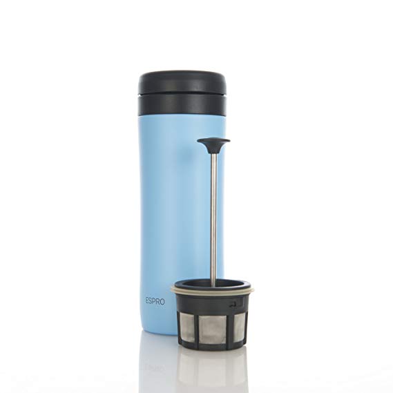 Espro Travel Coffee Press, Stainless Steel, 12 oz (Sky Blue)