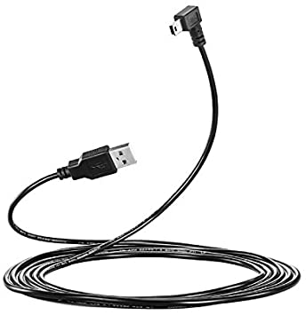 LARRITS 10FT 3M USB 2.0 A to Mini B USB 5 Pin Cable 90 Degree Right Angle Data Sync Charge Cord with 5pc Wiring Clips for Garmin Nuvi GPS Car Dash Cam Camera GoPro Hero 4 3