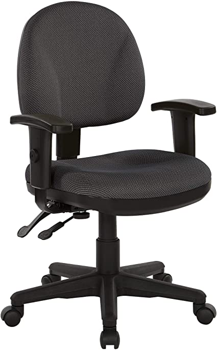 Office Star 8180-295 Ergonomic Sculptured Manager's Chair with Adjustable Arms, Diamond Shale Fabric