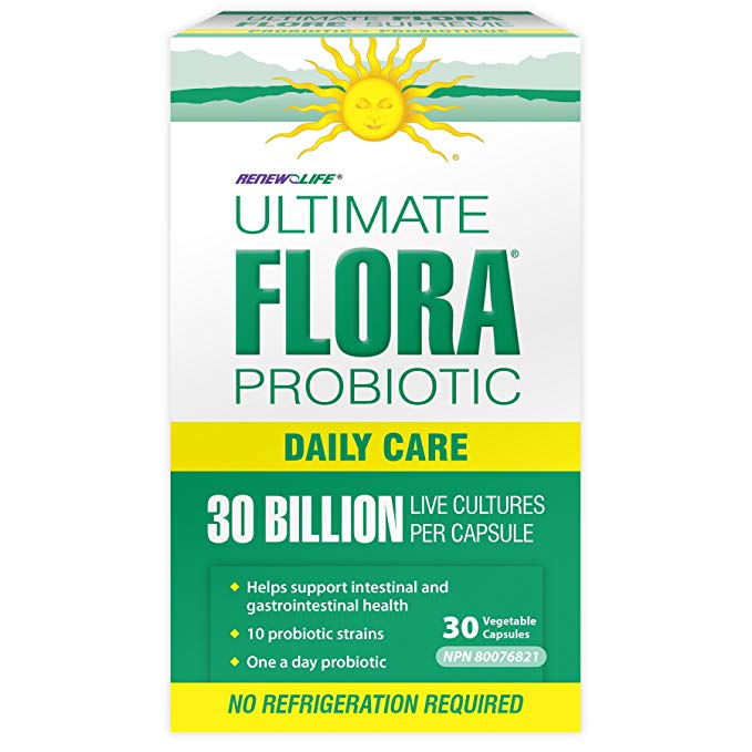 Renew Life Ultimate Flora Daily Care, Probiotic, 30 Billion Capsule, 30 Count