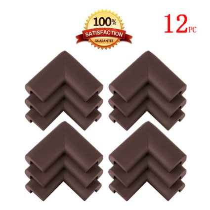 KINGLAKE®12 Pcs Brown Thick Baby Safety Soft Corner Guards Baby Safety Protectors Furniture Corner Bumpers