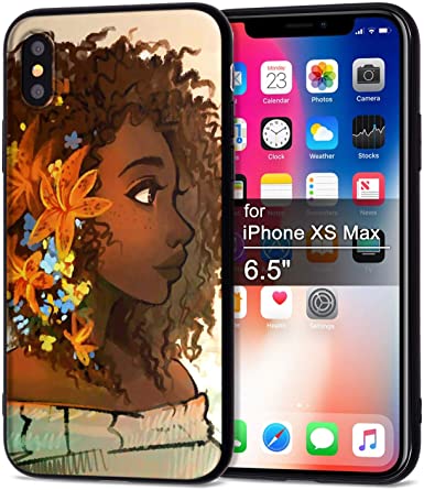 iPhone Xs Max Case African American Afro Girls Women Slim Fit Shockproof Bumper Cell Phone Accessories Thin Soft Black TPU Protective Apple iPhone Xs Max Cases (07)