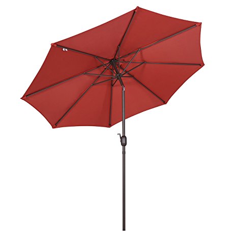 Sekey 9ft / 2.7m Outdoor Umbrella Red ,Patio Umbrella Market Umbrella with tilt and crank,100% polyster,50+