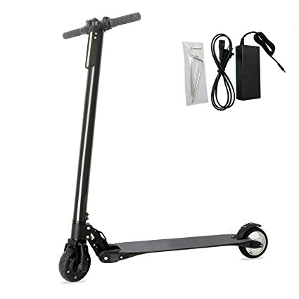 Freego Folding Electric Kick Scooter, Carbon Fiber 16.5lbs, 20 kph, LG Battery with LED Light, and Long Arm SAE and Metric Hex Key Set
