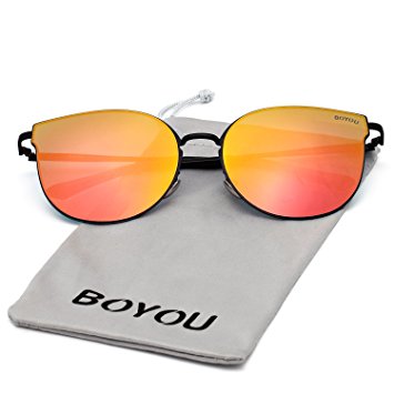 BOYOU Elegant Classic Metal Frame Unisex Aviator Sunglasses with UV 400 Protection