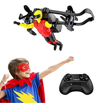 Mini Drone, Tomzon U48-B Super Hero, RC Stunt Doll with Paraglider Flight, One Key Demo, Altitude Hold, Nano RC Quadcopter for Kids