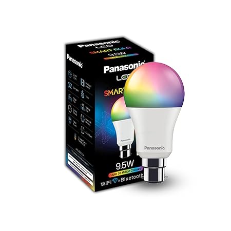 Panasonic LED 9.5W 5CH Smart Bulb with Music Sync Function Works with Alexa and Google Home (WiFi   Bluetooth), 16 Millions B22 Smart Bulb (Multicolor)