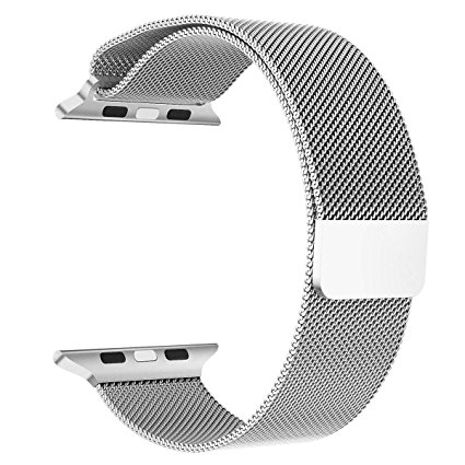 Apple Watch Band Series 1 Series 2, LNKOO Milanese Loop Stainless Steel Bracelet Smart Watch Replacement Strap for iWatch 38mm/42mm All Models with Unique Magnet Lock, No Buckle Needed