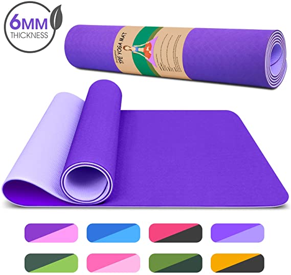 Dralegend Yoga Mat Exercise Fitness Mat - High Density Non-Slip Workout Ma for Yoga, Pilates & Exercises, Anti - Tear, Sweat - Proof, Classic 1/4 Inch