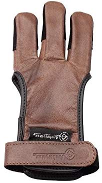 ArcheryMax Handmade Brown Leather Three Finger Archery Gloves